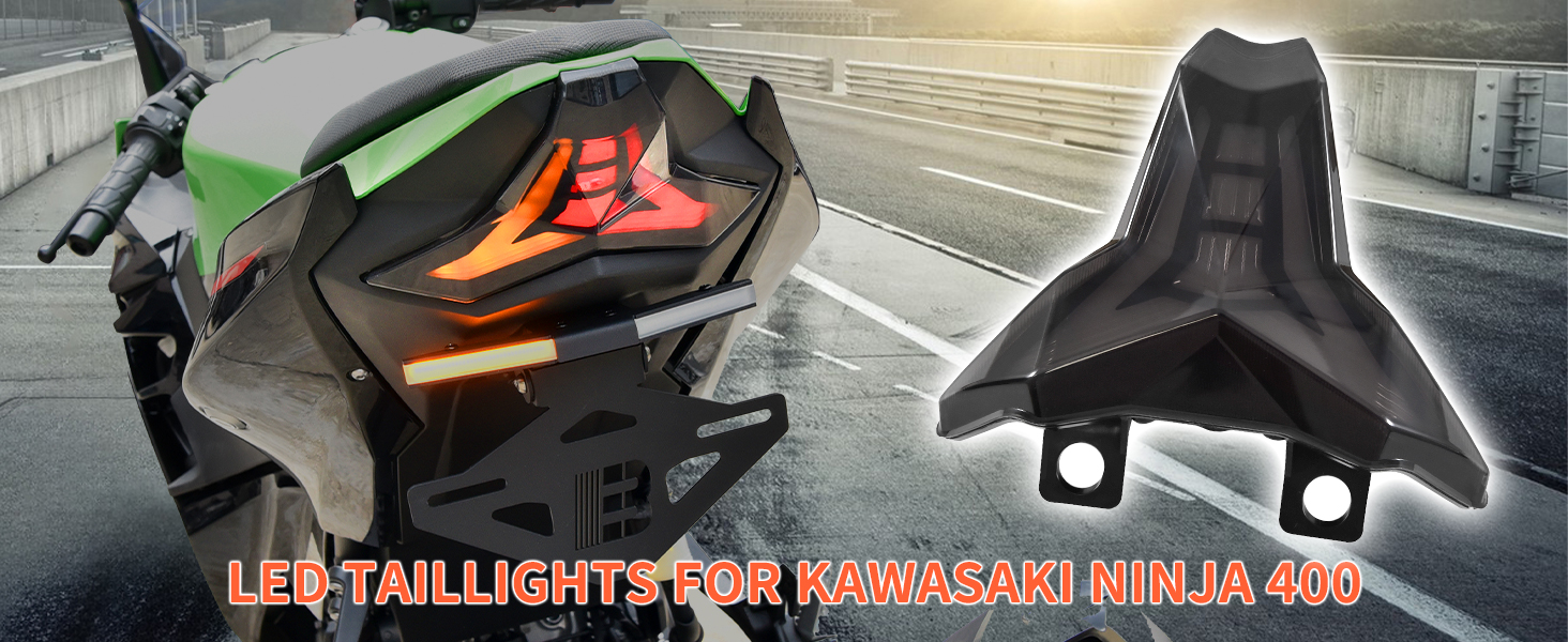 VEISUTOR LED Smoked Taillights for Ninja 400 18-24, Integrated